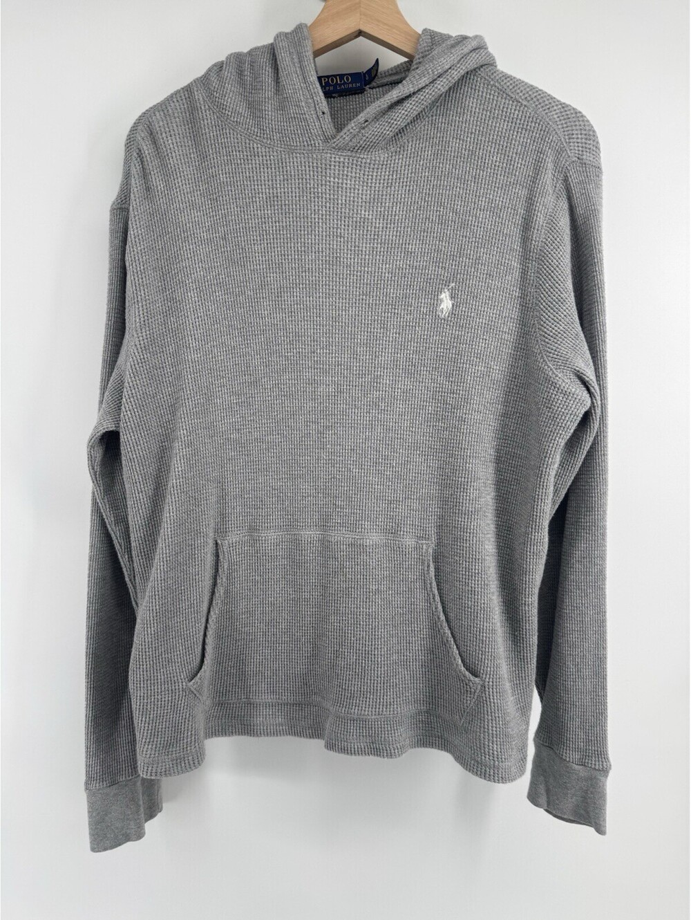 Polo Ralph Lauren waffle-knit thermal pullover hoodie Size L